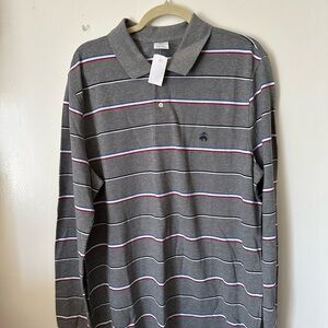 Gray Striped Men's Polo Shirt